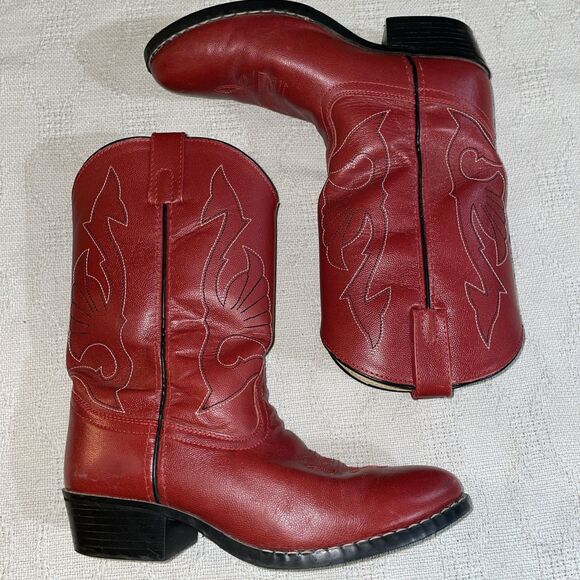 Masterson Boot Co. Men’s Western Boots Size 5.5 M Red Leather Cowboy Rodeo - Picture 1 of 12